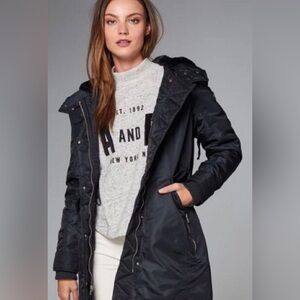 Abercrombie Fitch Nylon Parka Jacket Women Size Medium Navy Blue Preowned Women.